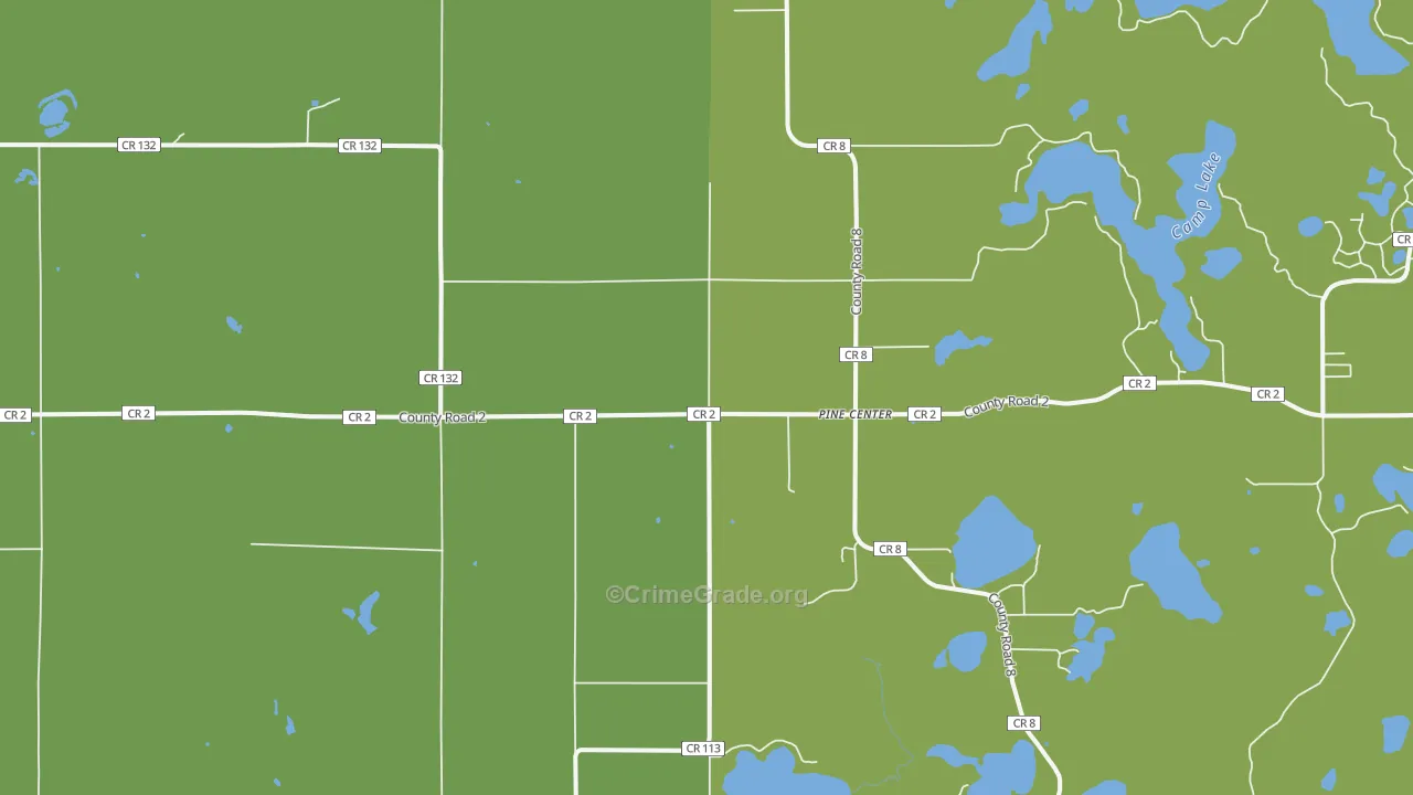 Pine Center, MN Map of Assault Rates
