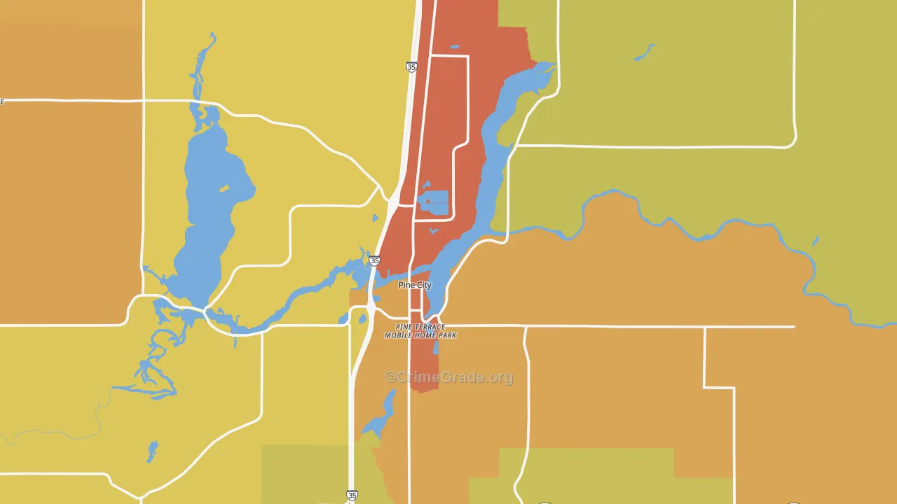 Pine City, MN Map of Assault Rates