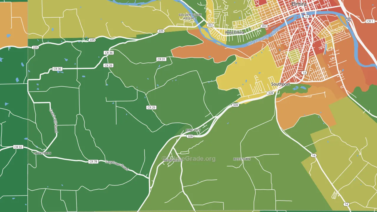 Pine City, NY Map of Assault Rates