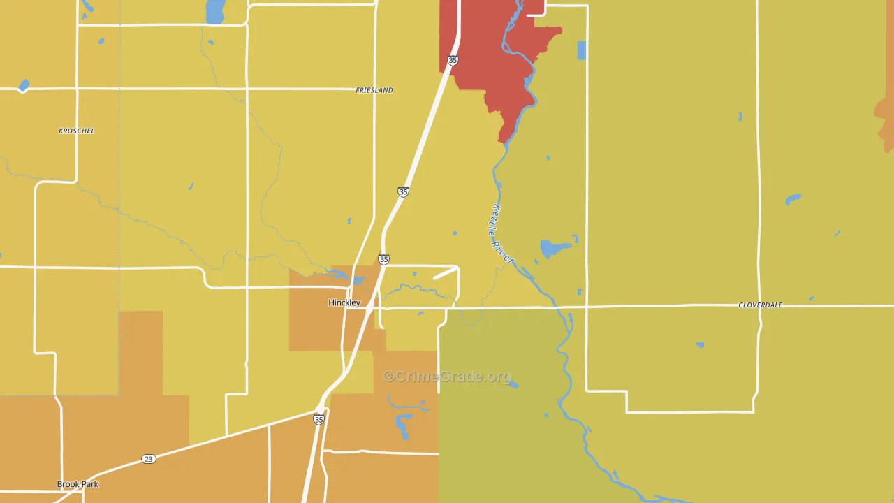 Pine County, MN Map of Assault Rates