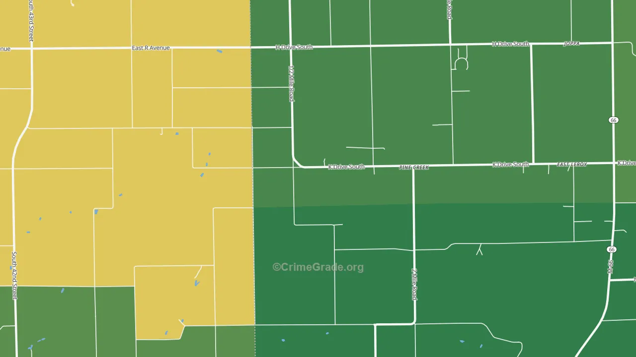 Pine Creek, MI Map of Assault Rates