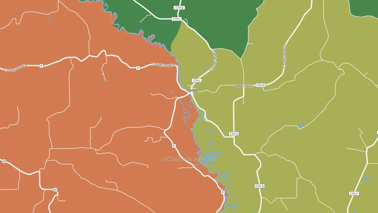 Pine Creek, WI Map of Assault Rates