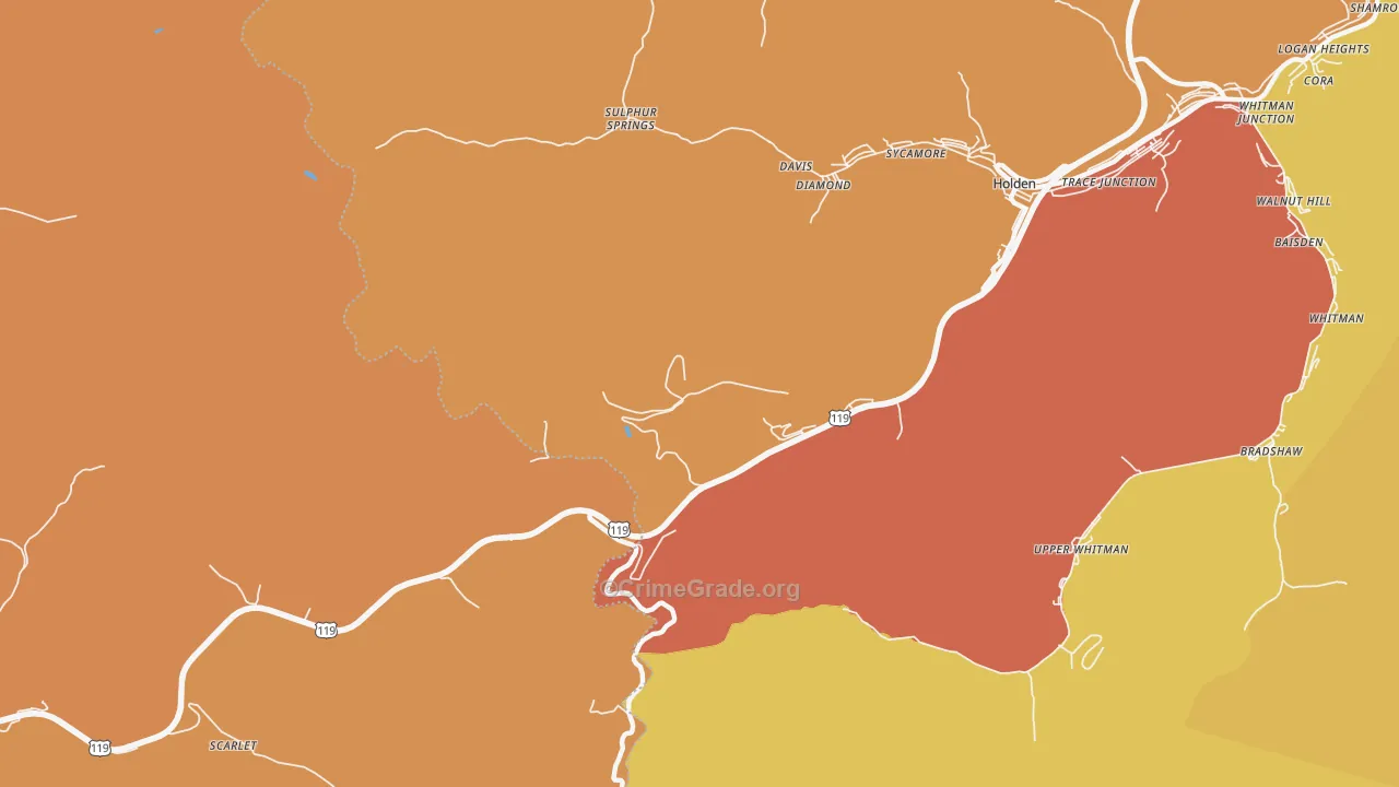 Pine Creek, WV Map of Assault Rates