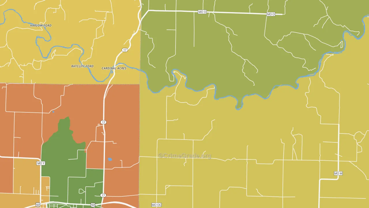 Pine Crest, MO Map of Assault Rates