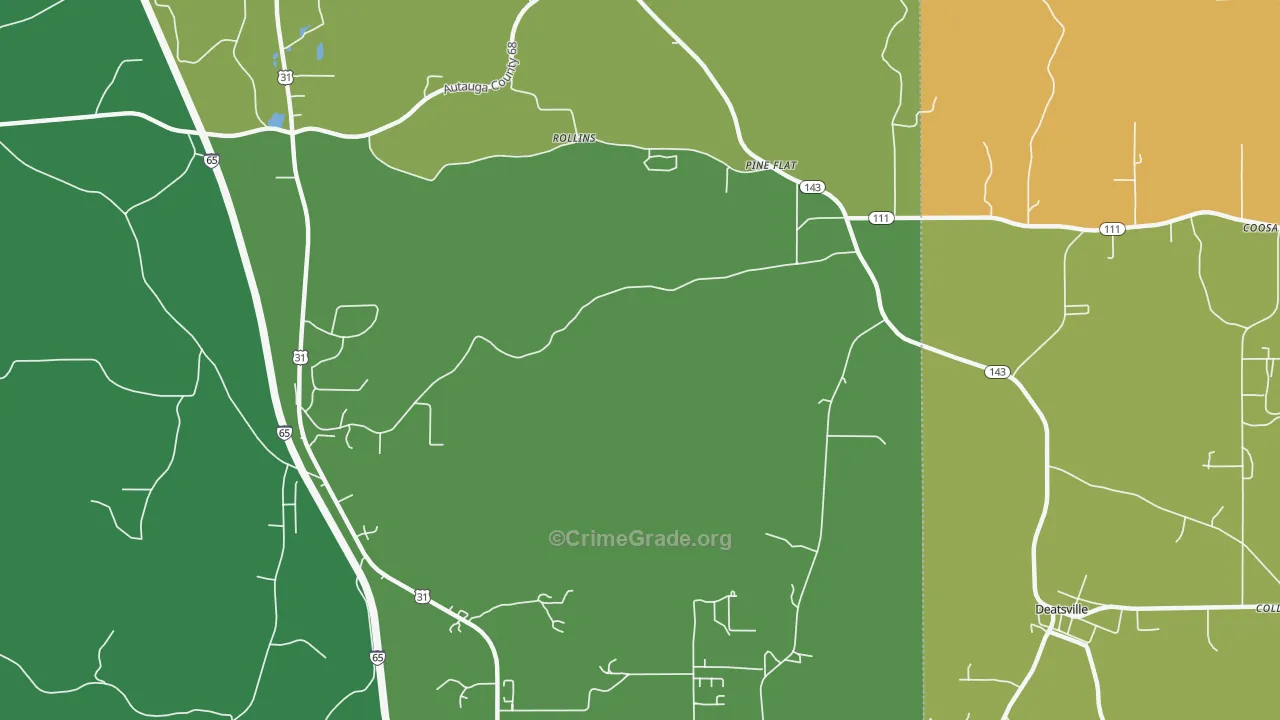 Pine Flat, AL Map of Assault Rates
