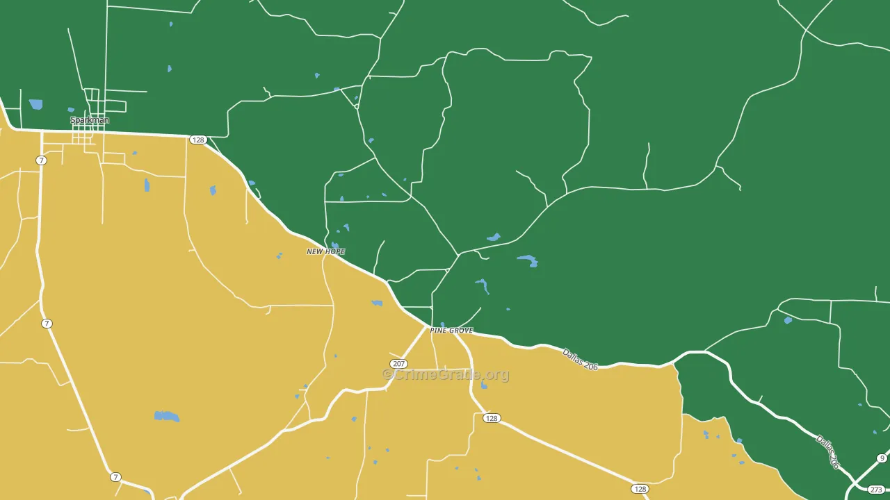 Pine Grove, AR Map of Assault Rates
