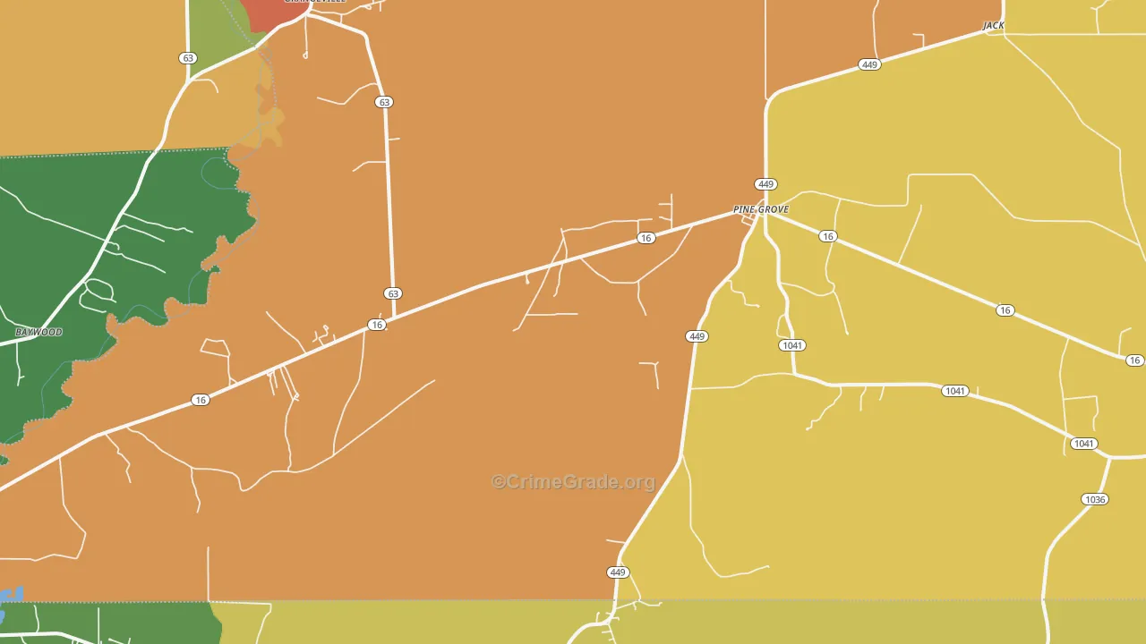 Pine Grove, LA Map of Assault Rates