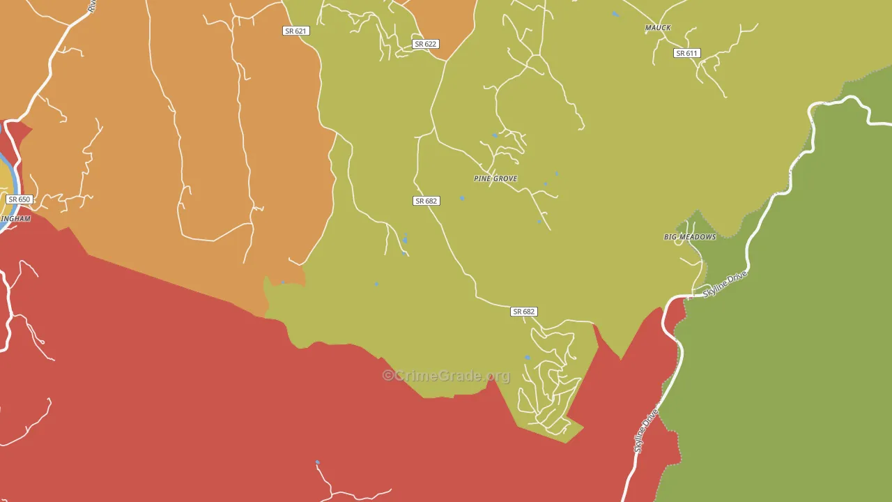 Pine Grove, VA Map of Assault Rates