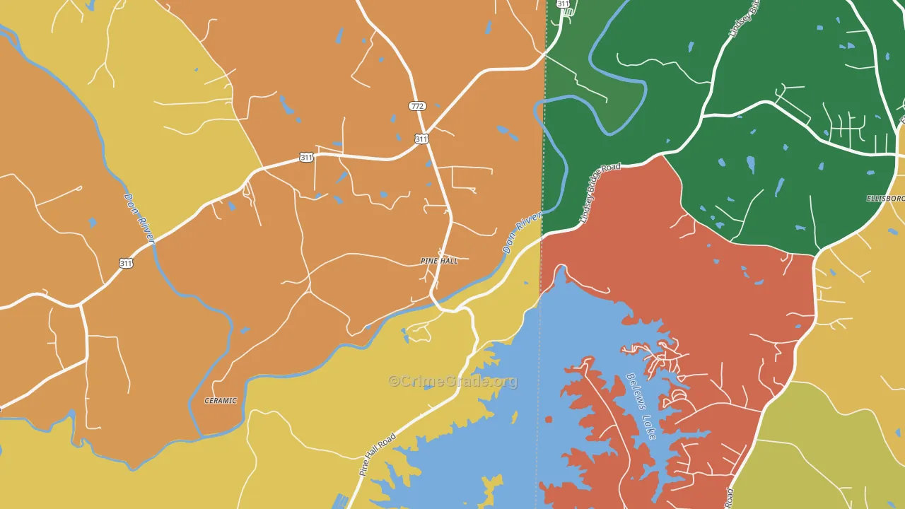 Pine Hall, NC Map of Assault Rates