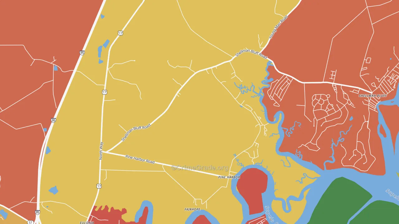 Pine Harbor, GA Map of Assault Rates