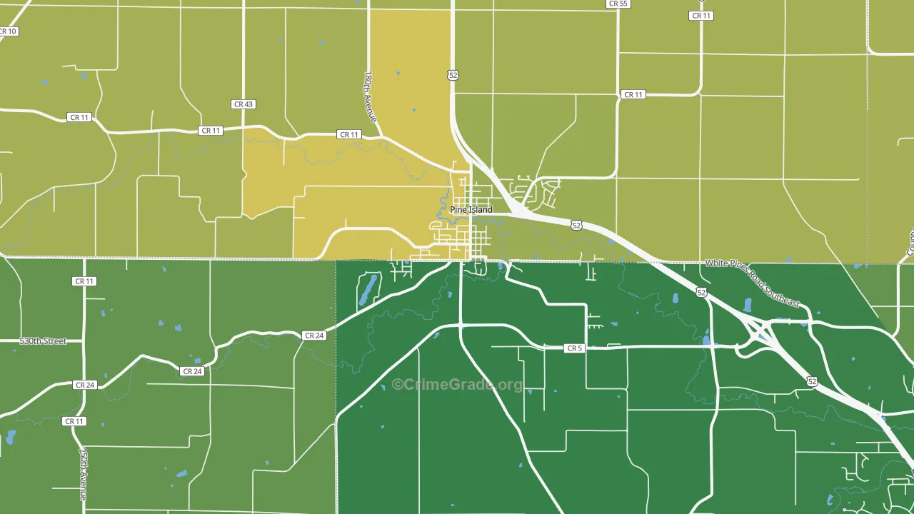 Pine Island, MN Map of Assault Rates