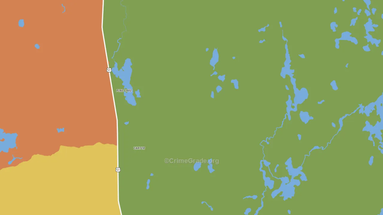 Pine Lake, WI Map of Assault Rates
