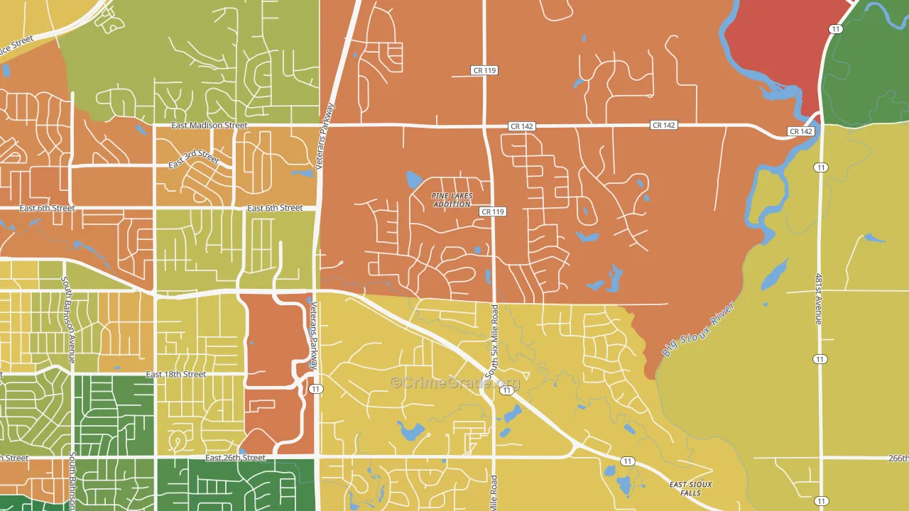 Pine Lakes Addition, SD Map of Assault Rates
