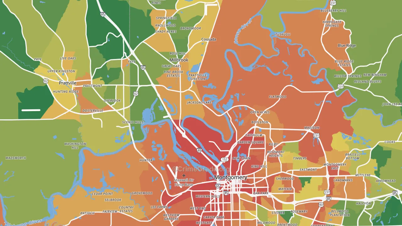 Pine Level, AL Map of Assault Rates