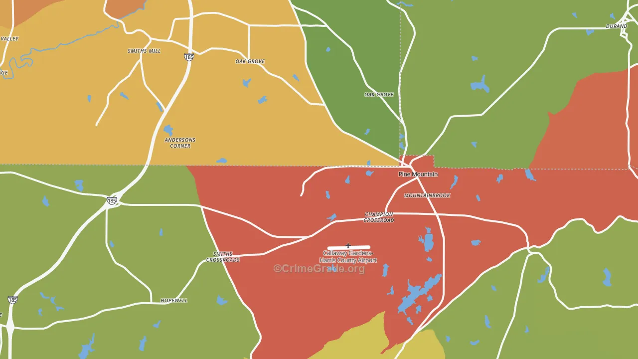 Pine Mountain, GA Map of Assault Rates