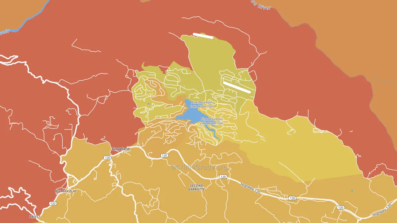 Pine Mountain Lake, CA Map of Assault Rates