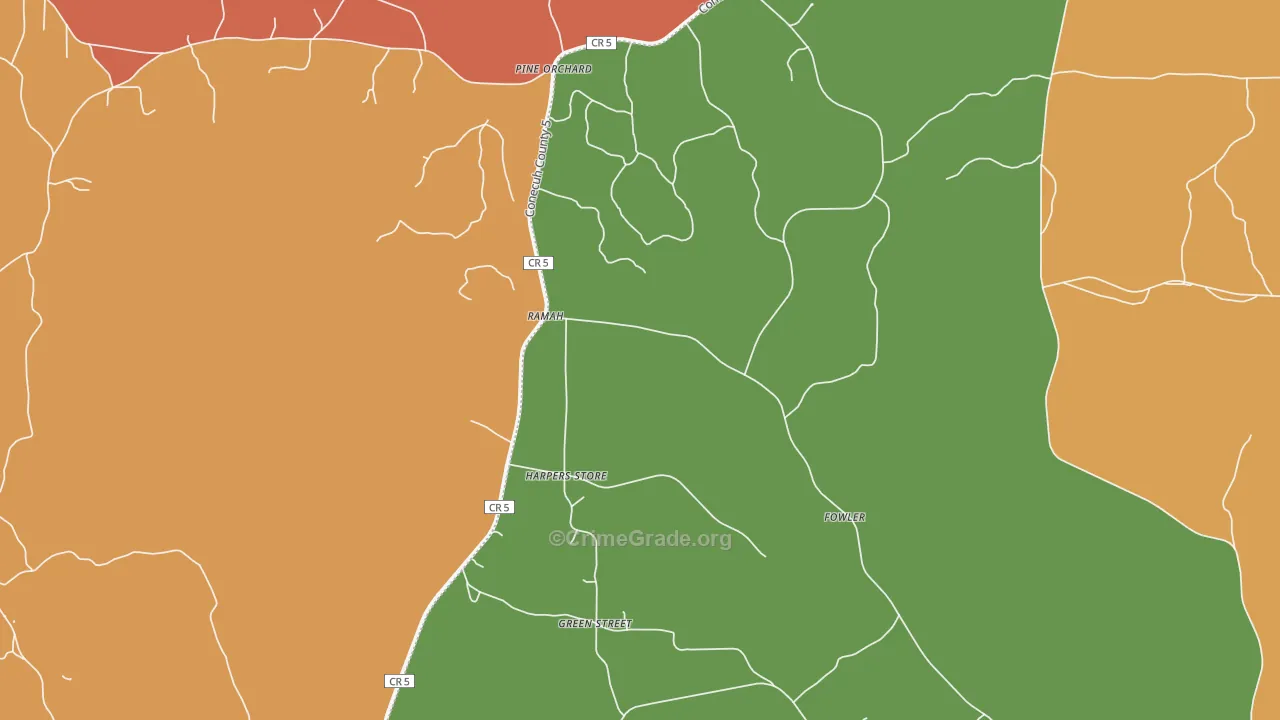 Pine Orchard, AL Map of Assault Rates