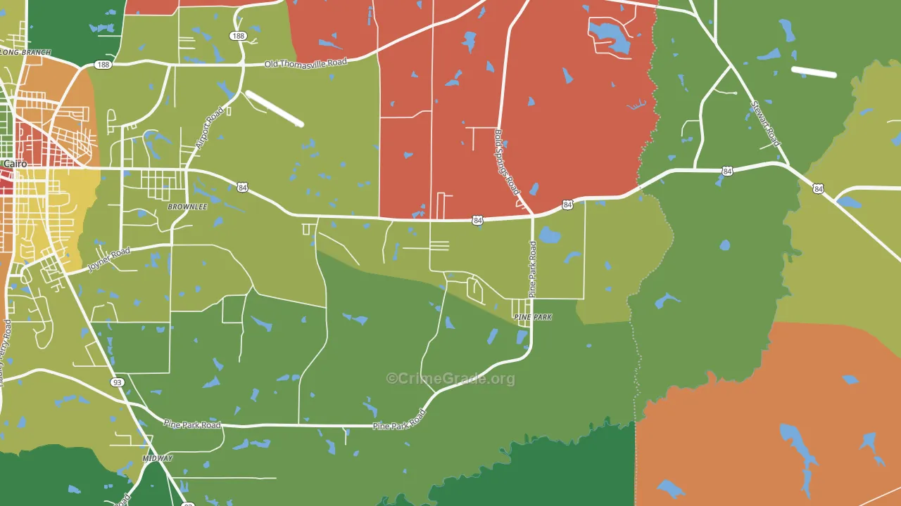 Pine Park, GA Map of Assault Rates