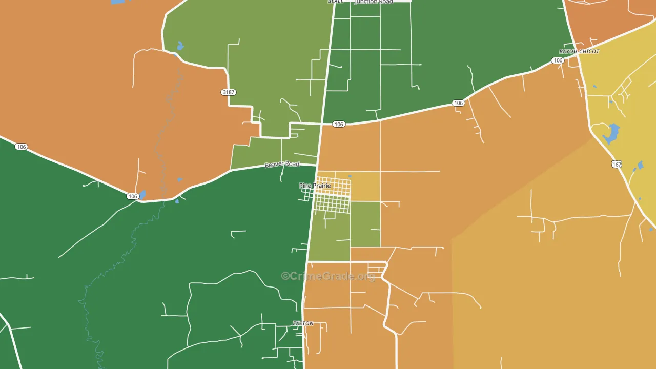 Pine Prairie, LA Map of Assault Rates
