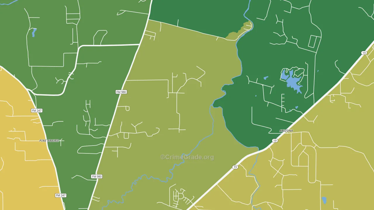 Pine Prairie, TX Map of Assault Rates