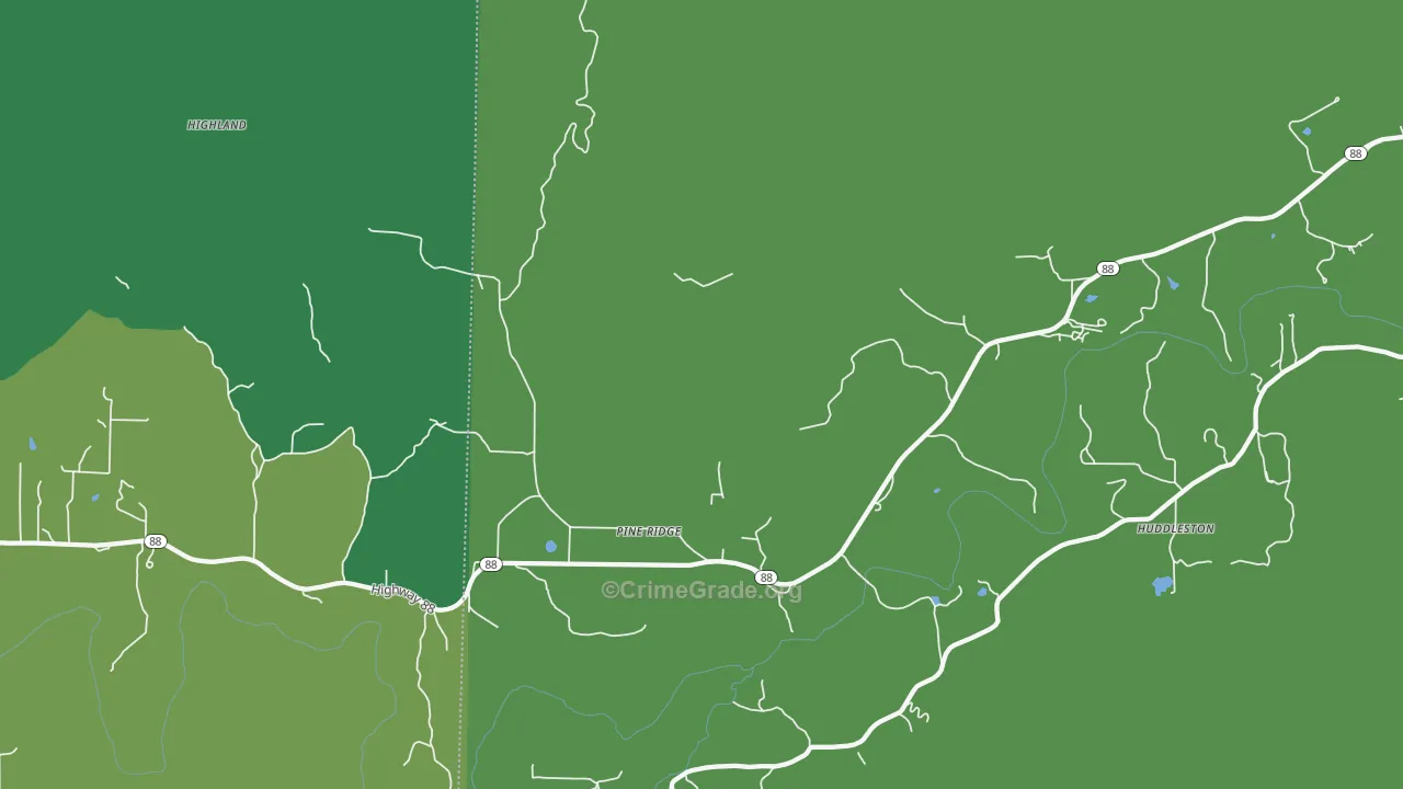 Pine Ridge, AR Map of Assault Rates