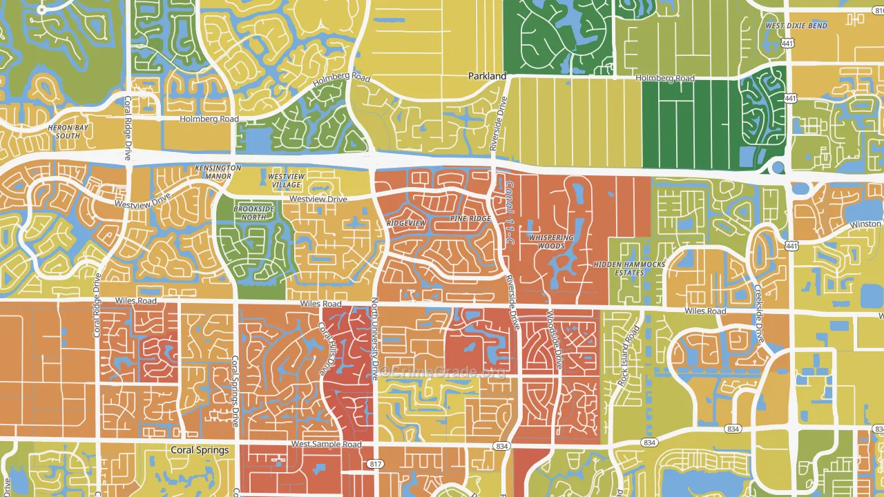 Pine Ridge, Coral Springs, FL Map of Assault Rates