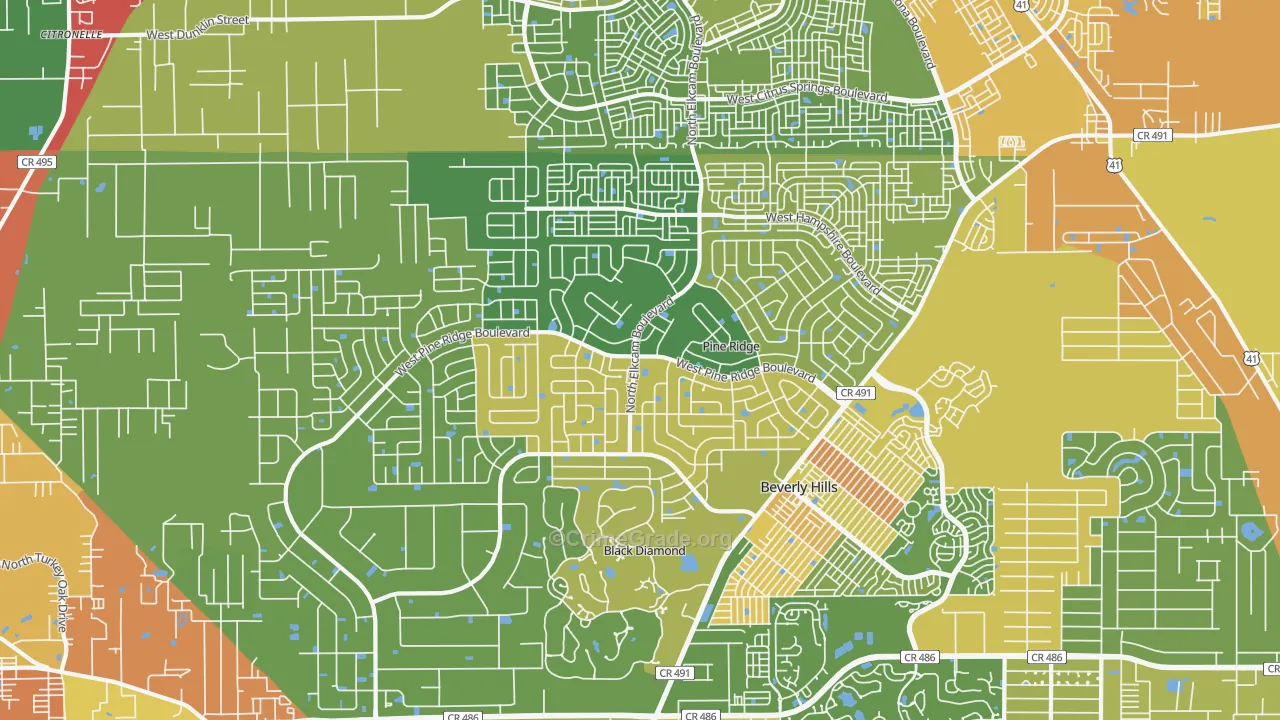 Pine Ridge, FL Map of Assault Rates