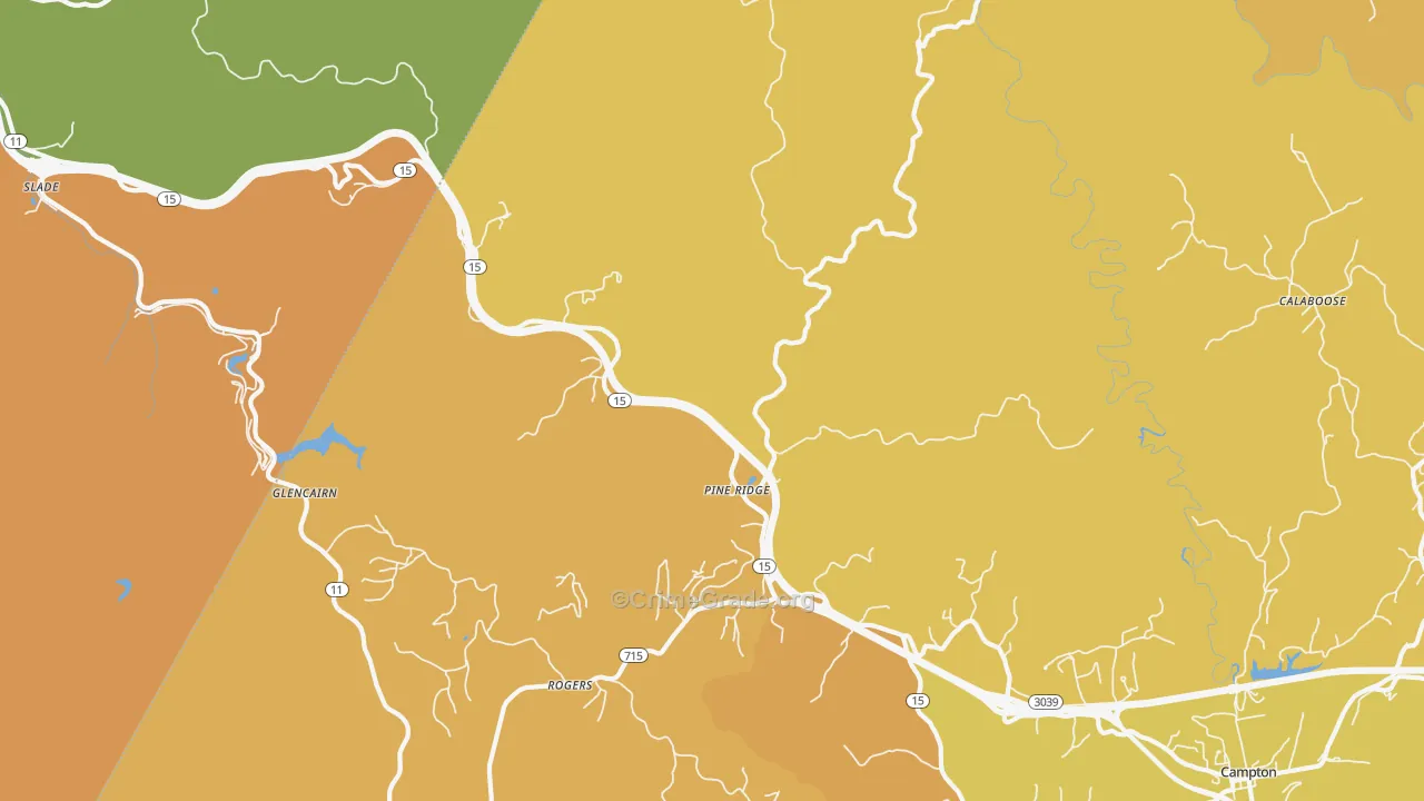Pine Ridge, KY Map of Assault Rates