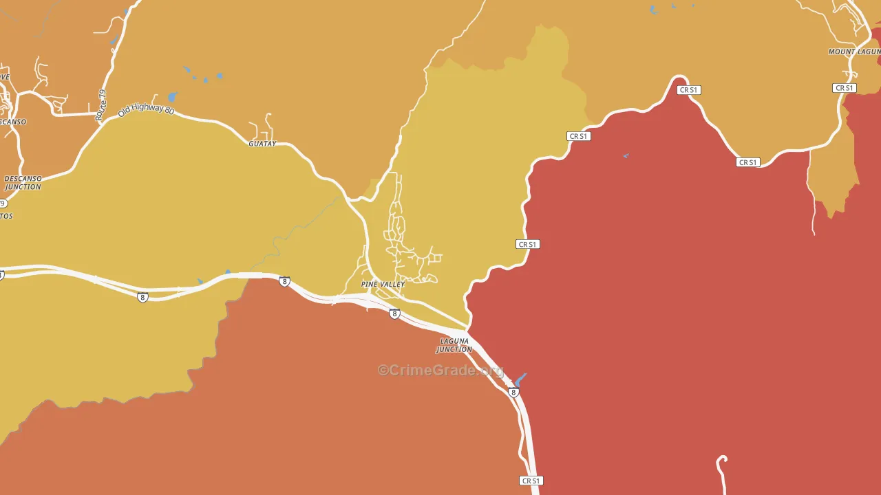 Pine Valley, CA Map of Assault Rates