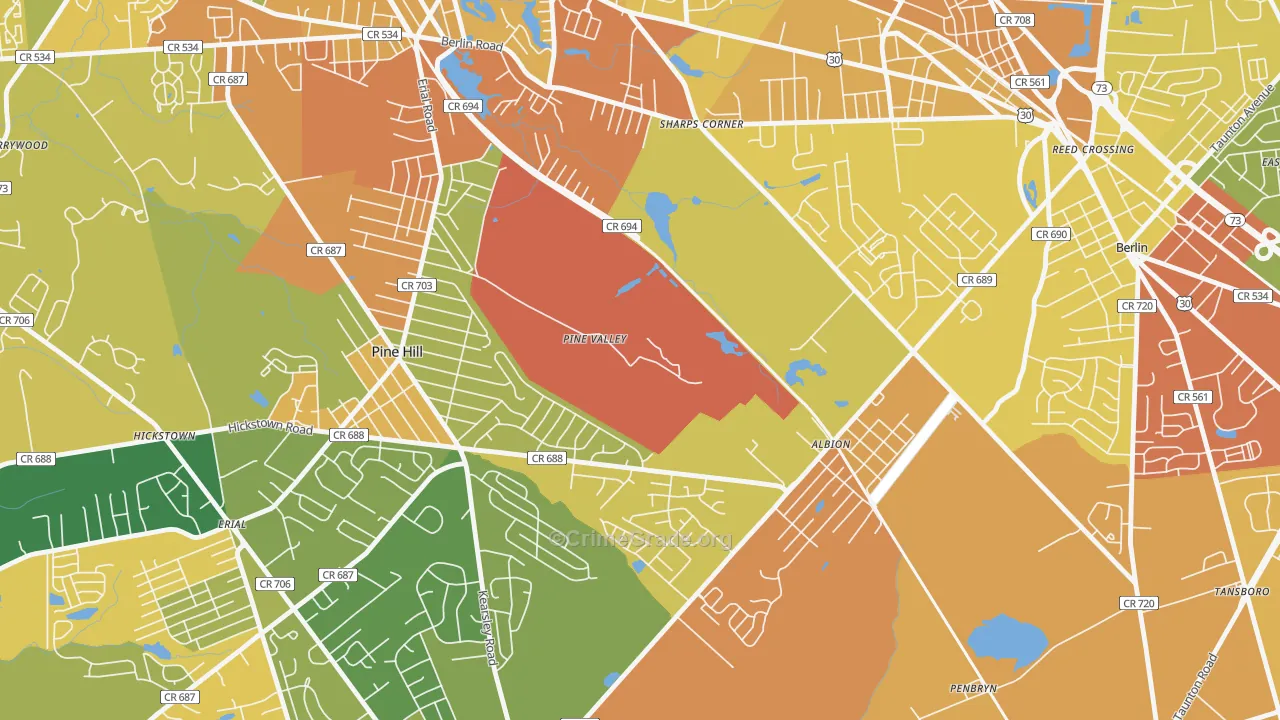 Pine Valley, NJ Map of Assault Rates