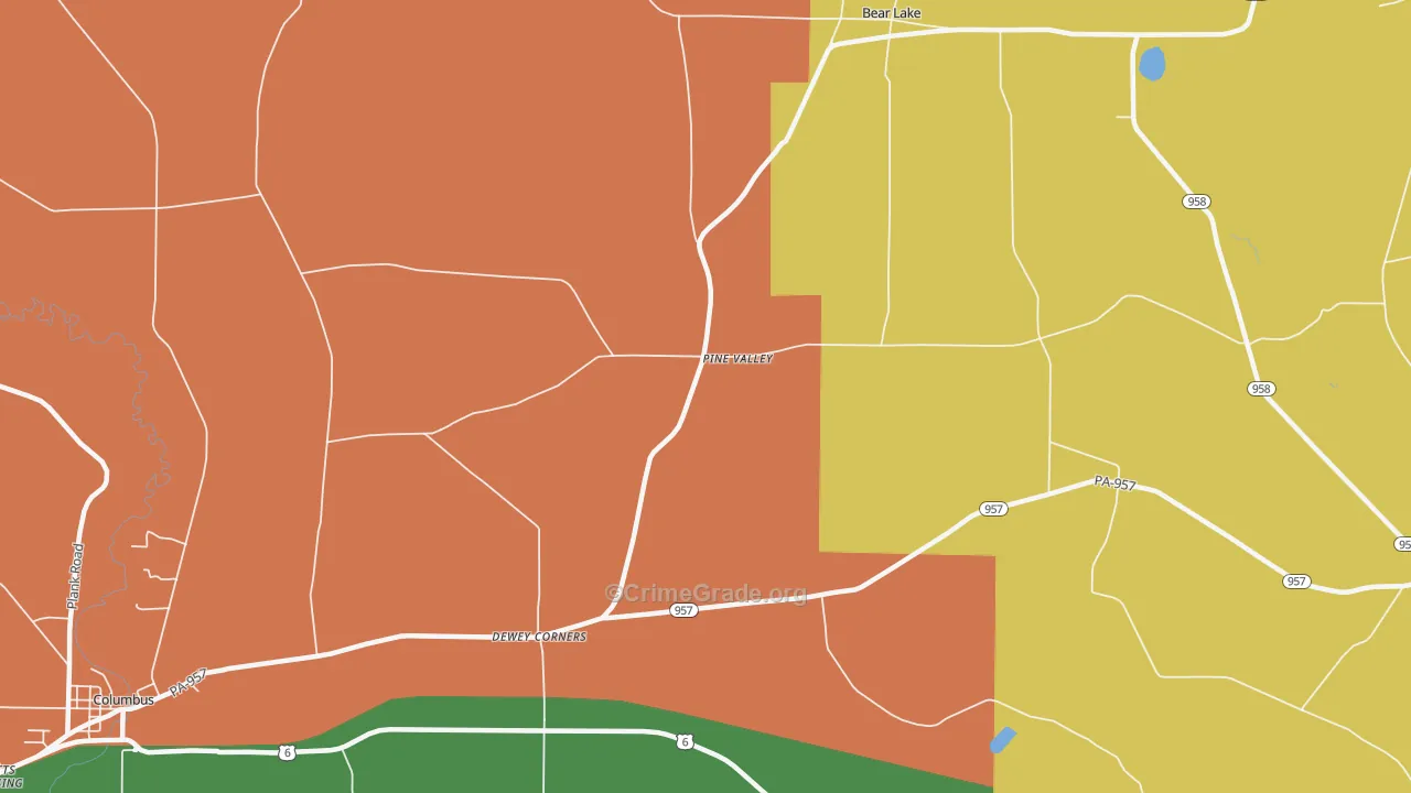Pine Valley, PA Map of Assault Rates