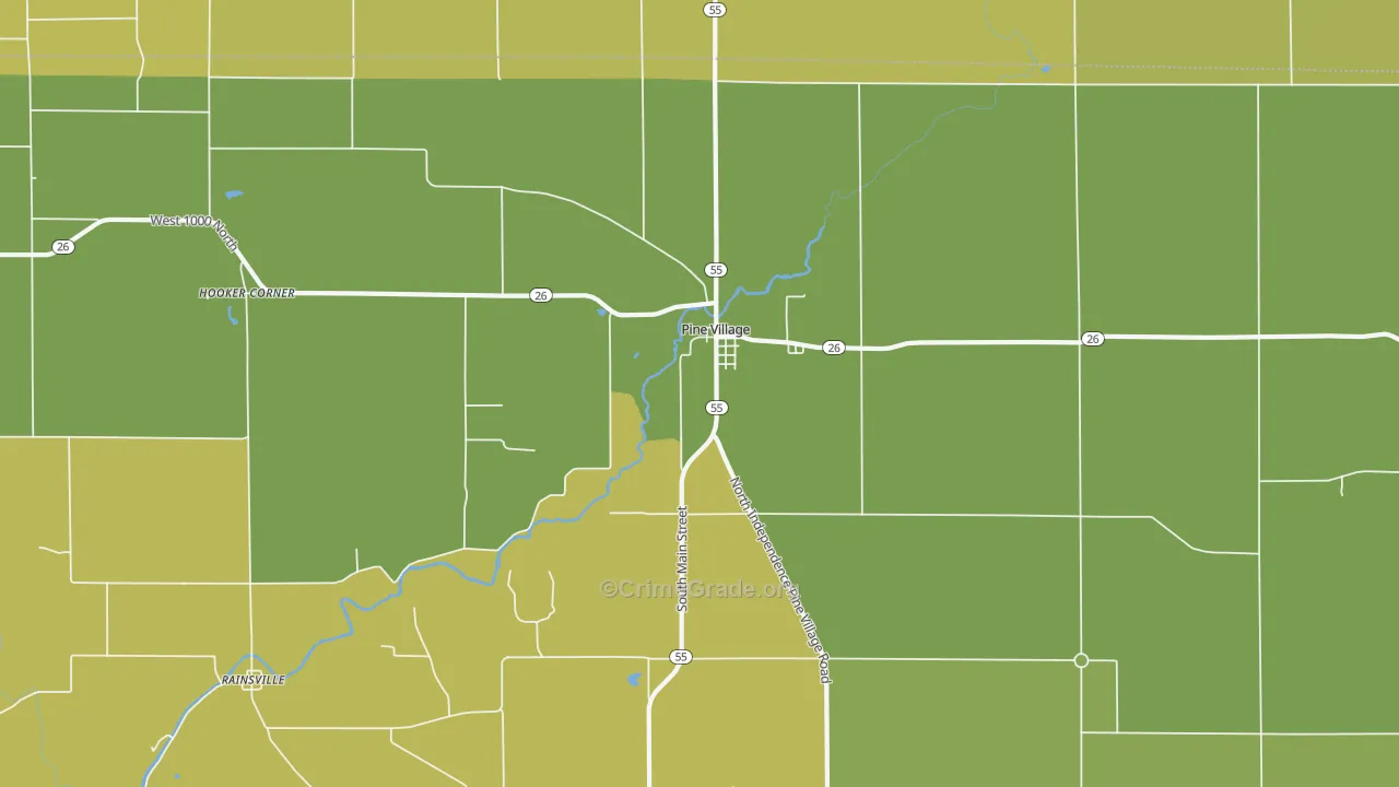 Pine Village, IN Map of Assault Rates
