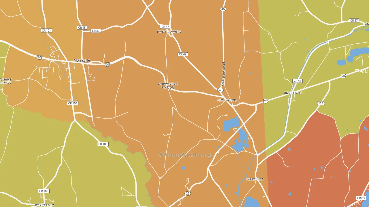 Pine Woods, NY Map of Assault Rates