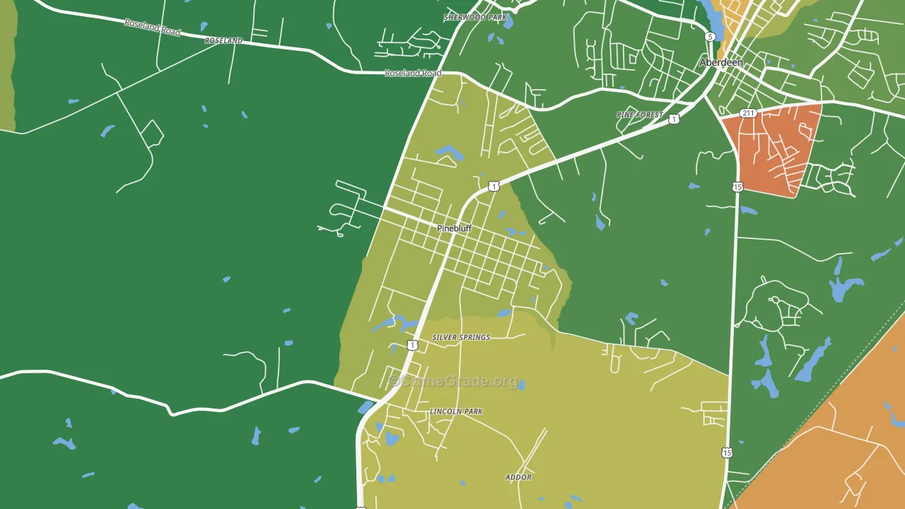 Pinebluff, NC Map of Assault Rates