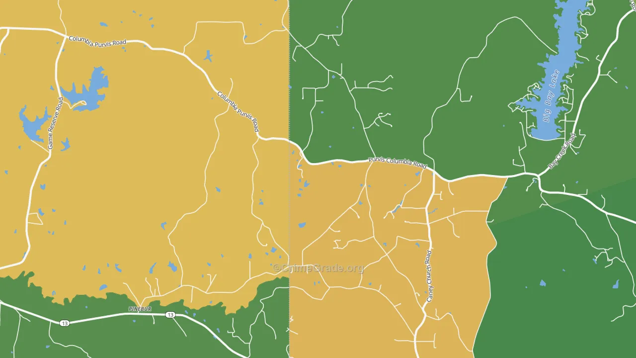 Pinebur, MS Map of Assault Rates