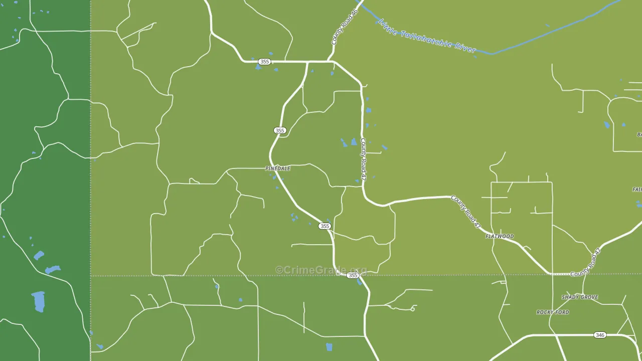 Pinedale, MS Map of Assault Rates
