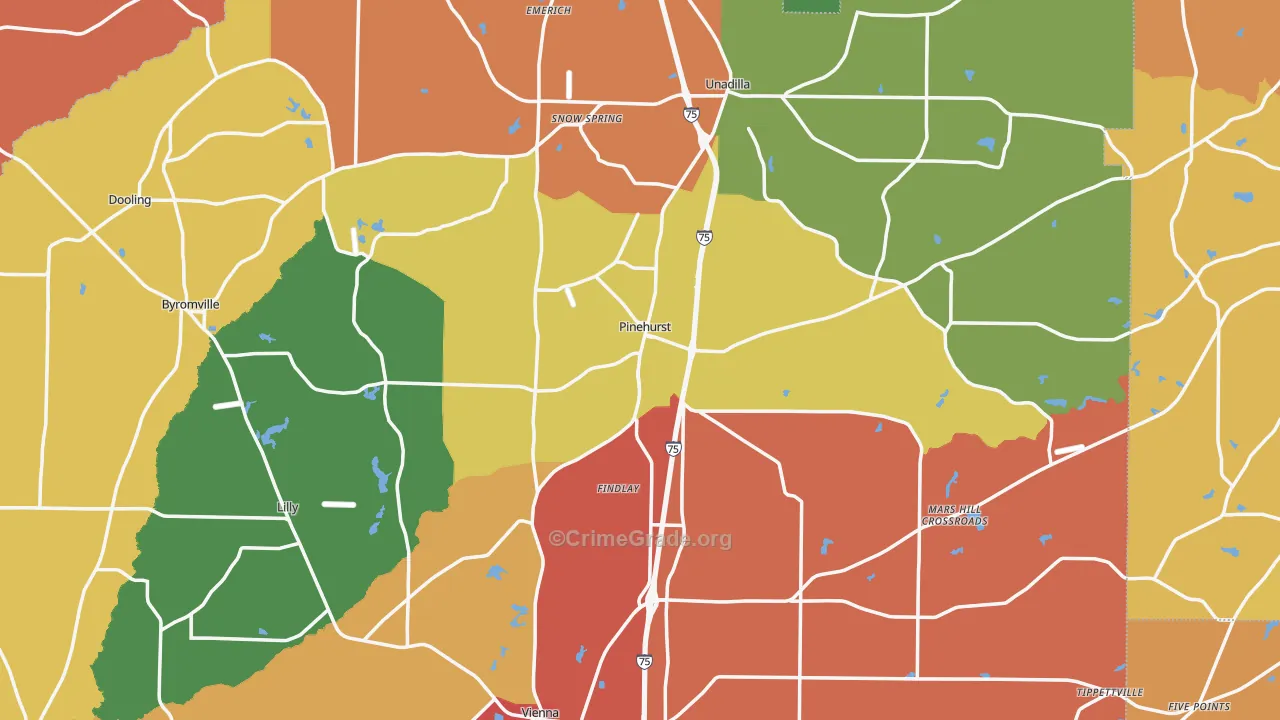 Pinehurst, GA Map of Assault Rates