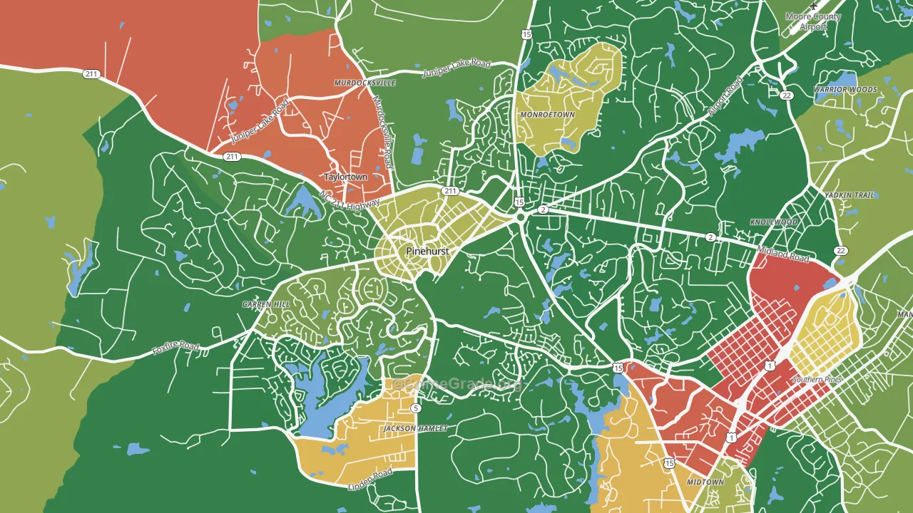 Pinehurst, NC Map of Assault Rates