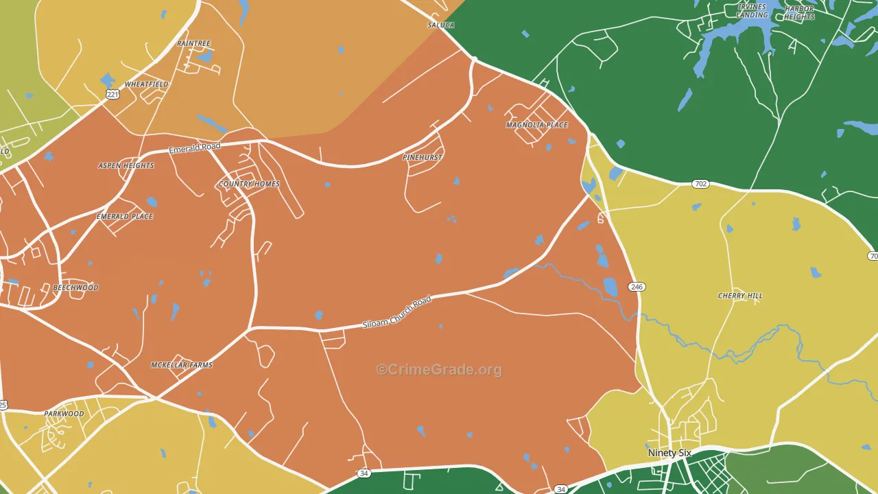 Pinehurst, SC Map of Assault Rates