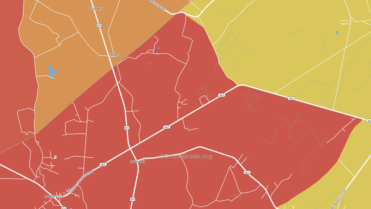 Pineland, SC Map of Assault Rates