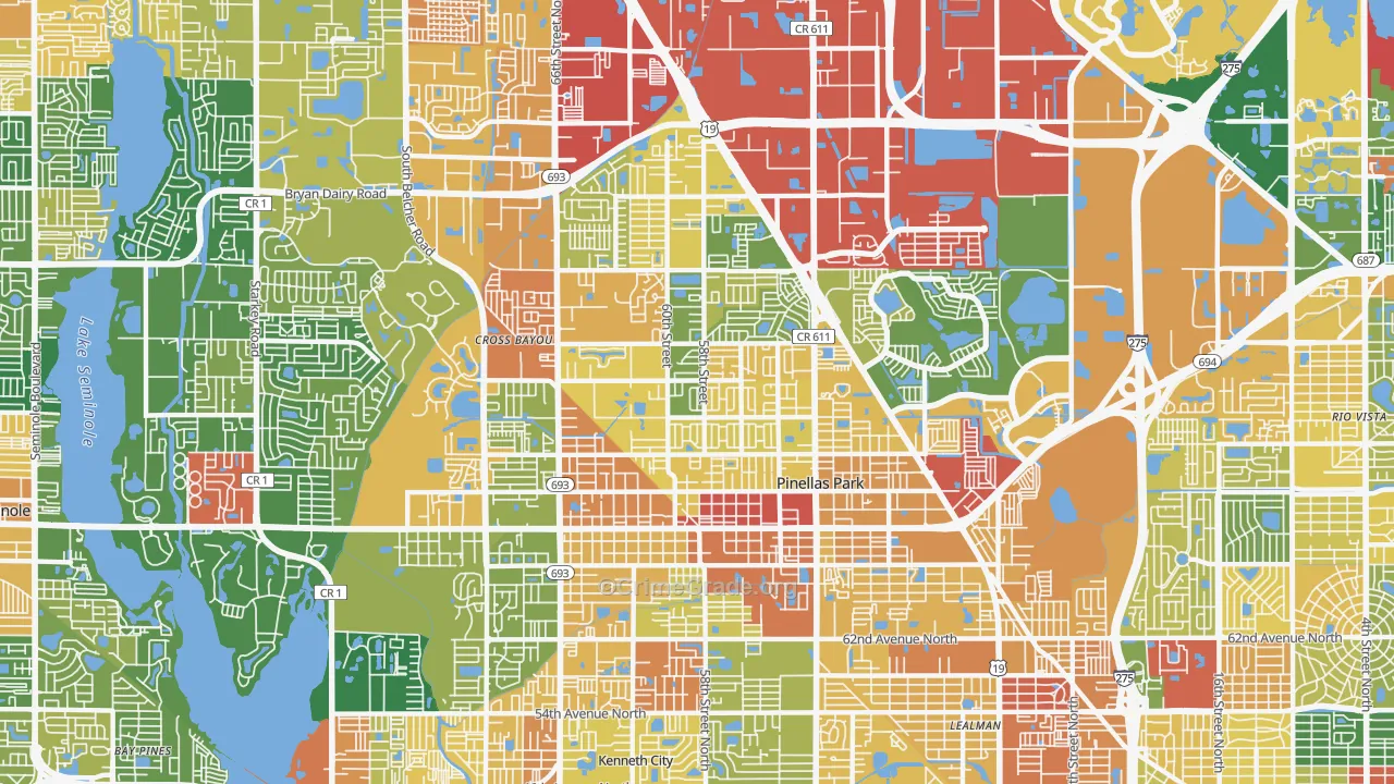 Pinellas Park, FL Map of Assault Rates