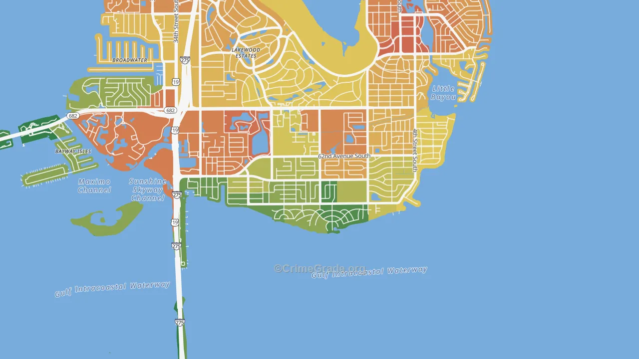 Pinellas Point, St. Petersburg, FL Map of Assault Rates