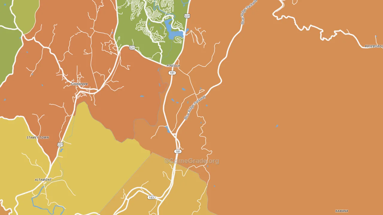Pineola, NC Map of Assault Rates