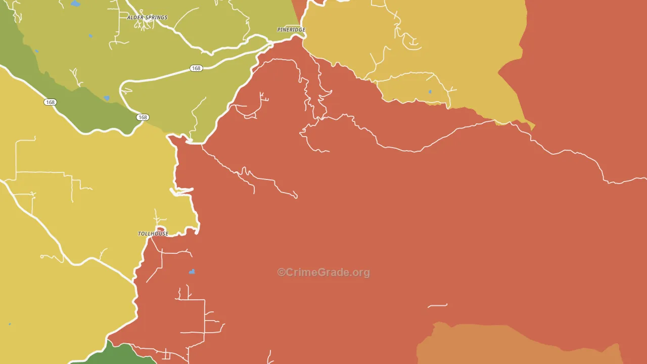 Pineridge, CA Map of Assault Rates
