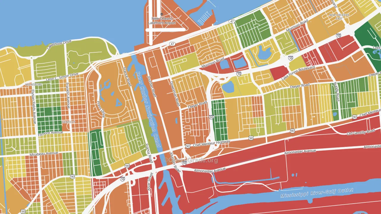 Pines Village, New Orleans, LA Map of Assault Rates