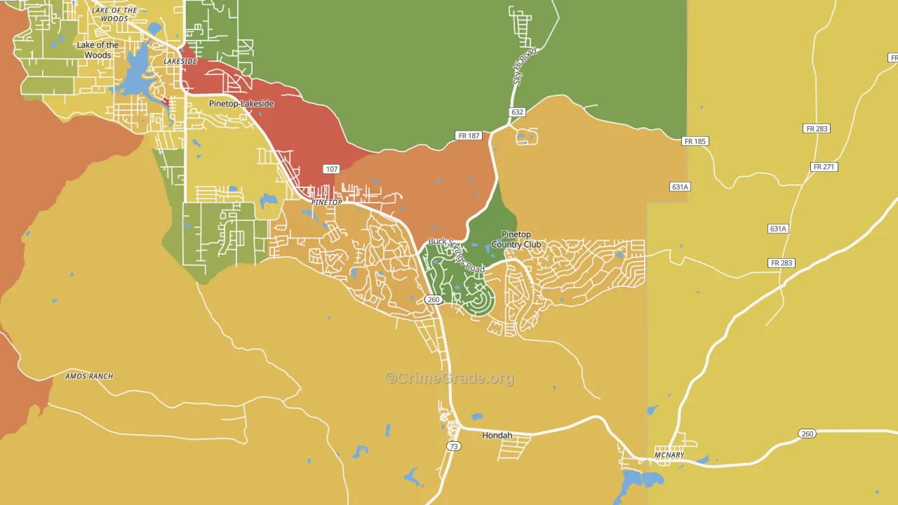 Pinetop, AZ Map of Assault Rates