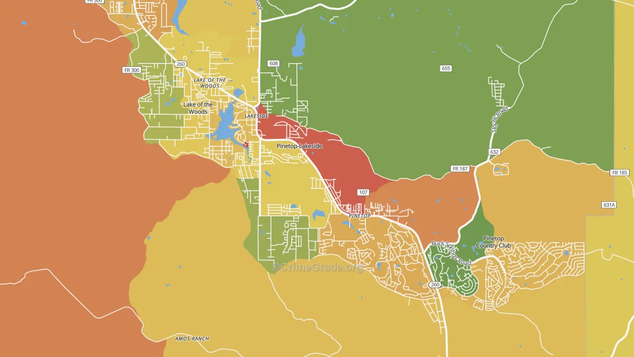 Pinetop-Lakeside, AZ Map of Assault Rates