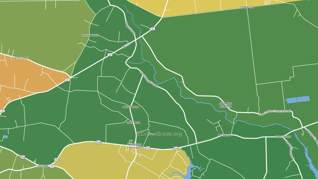 Pinetown, NC Map of Assault Rates
