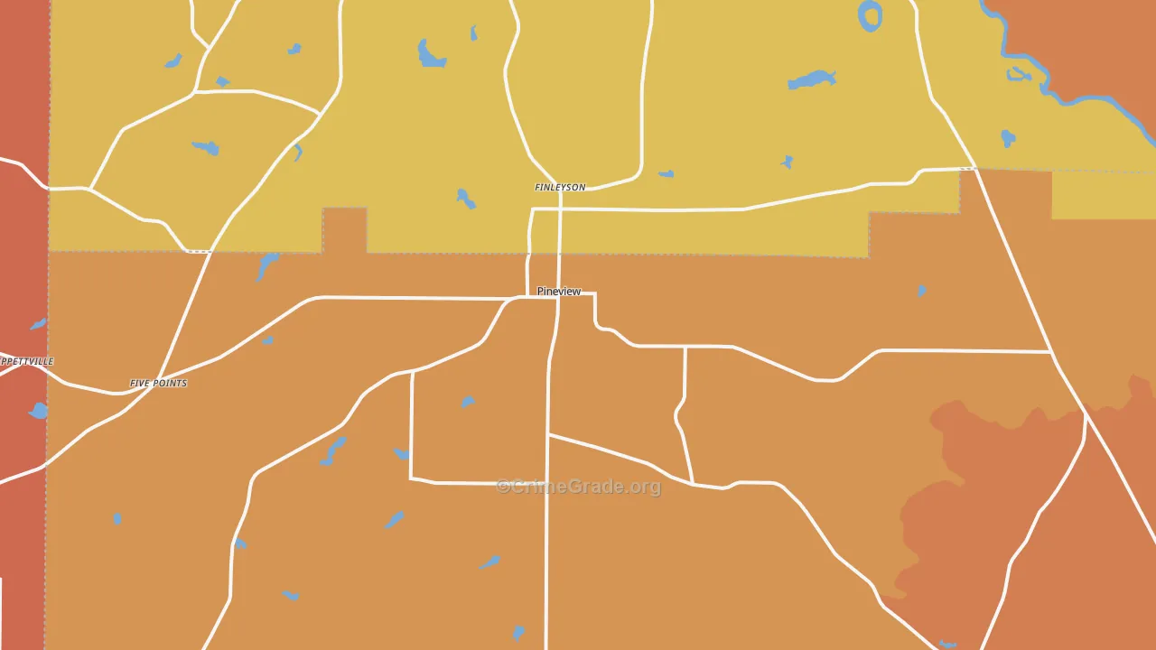 Pineview, GA Map of Assault Rates