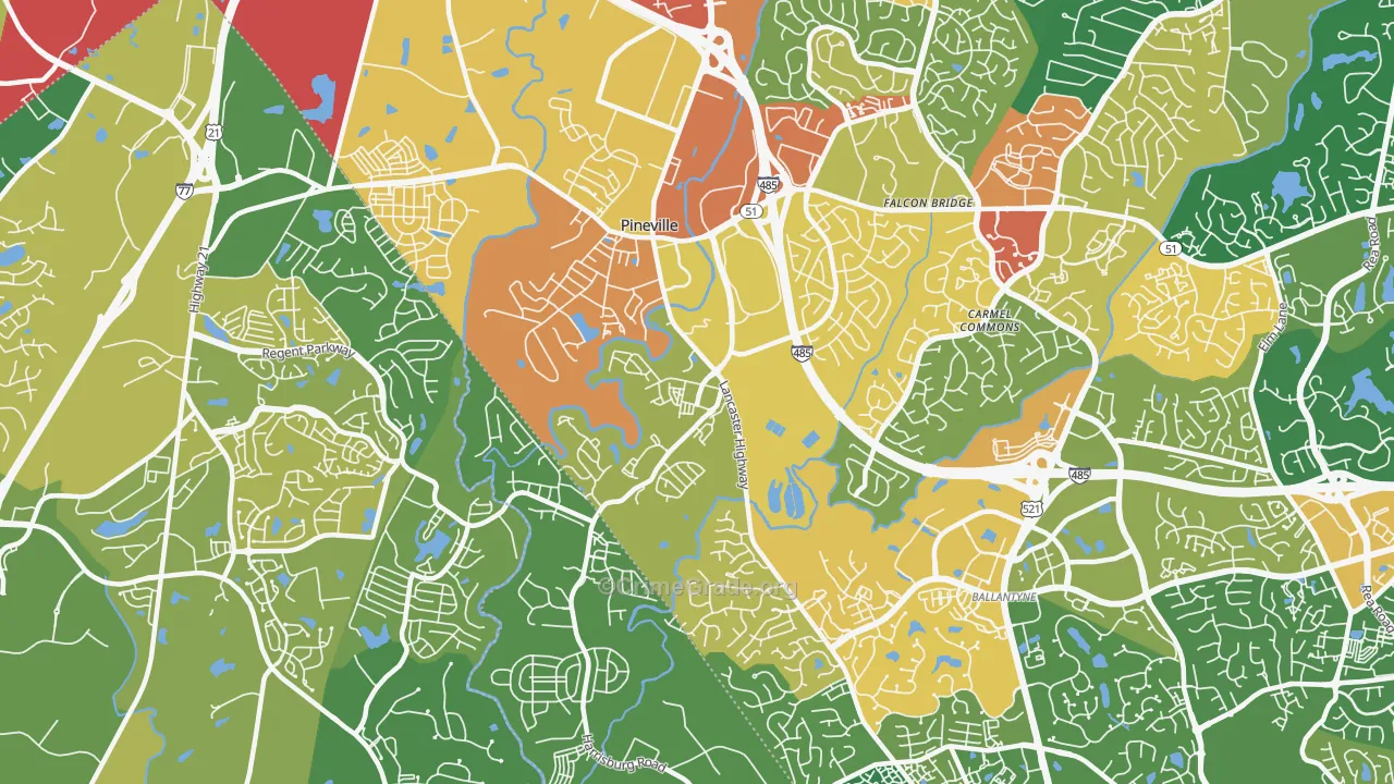 Pineville, NC Map of Assault Rates